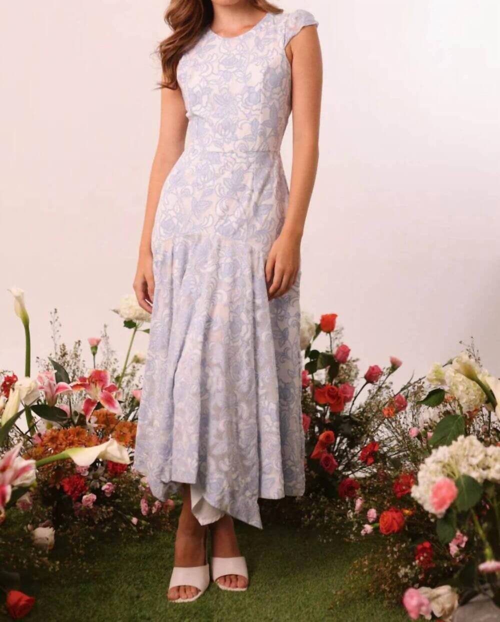 NEW LILIANA MEZA gianna midi dress in azul